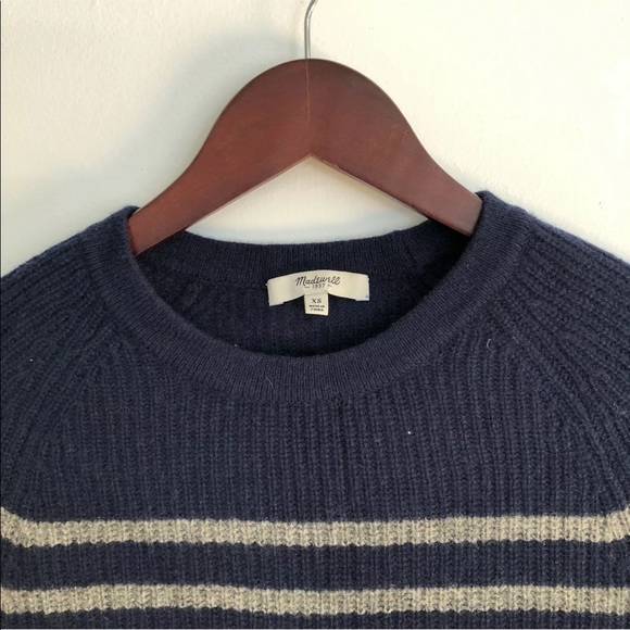 Madewell XS striped sweater elbow patches wool - Picture 3 of 10